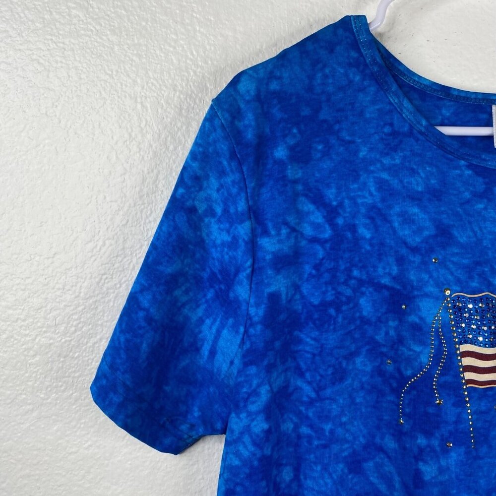 Vintage Cactus Bay Maxi Dress Women's Blue Sz XL Flag Tie Dye American USA Bling - Picture 6 of 10
